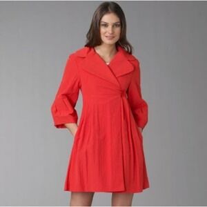 Nanette Lepore Arrivederci Bell Sleeve Coat Womens 0 Red Satement Collar Retro‎